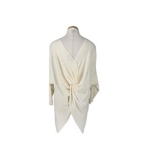1.STATE Sylvia Ribbed Soft Knit Twist Back Sweater Womens Medium Ivory Oversized